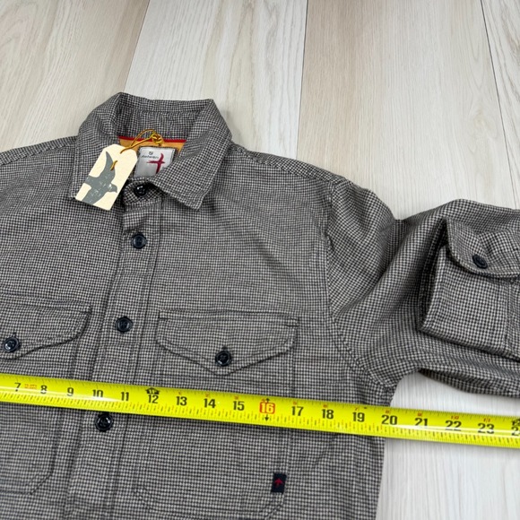 Relwen Mens Camel Black Houndstooth Stretch Workwear Button Up Shirt Size S NWT - Picture 8 of 11